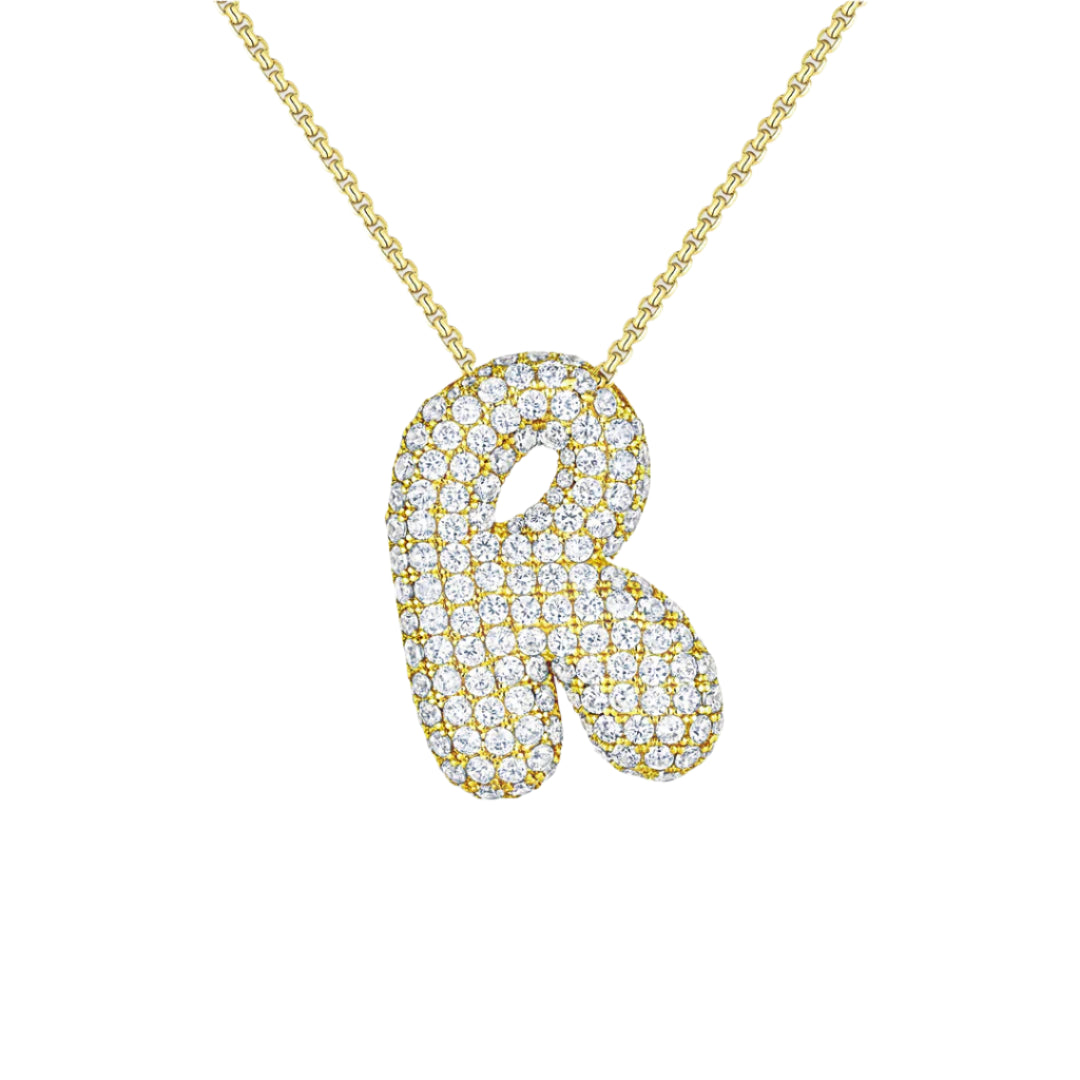Bubble Initial Diamond Necklace