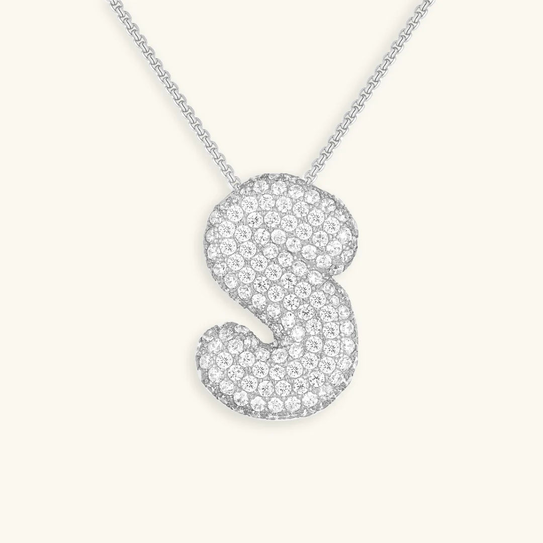 Bubble Initial Diamond Necklace