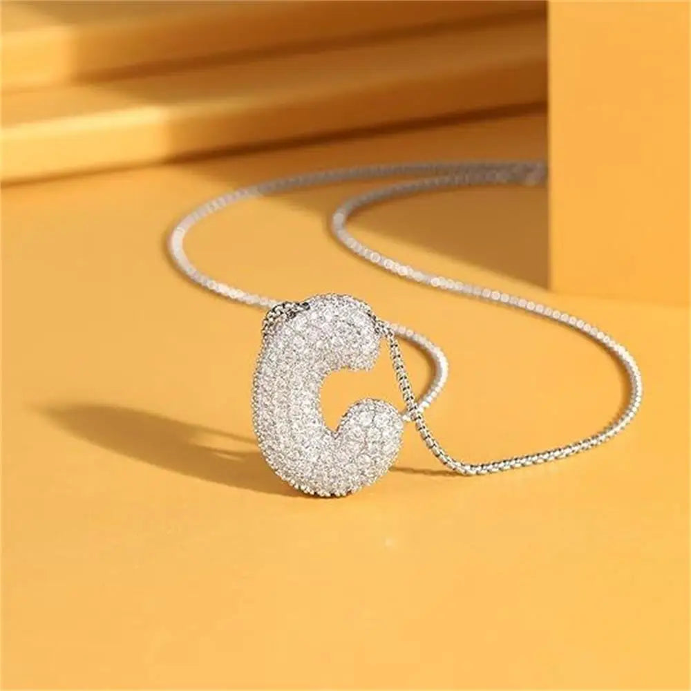 Bubble Initial Diamond Necklace