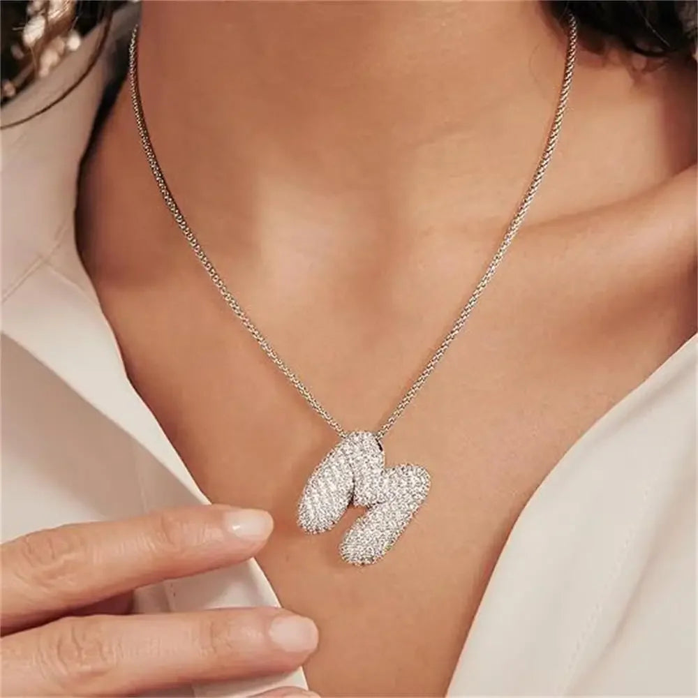 Bubble Initial Diamond Necklace