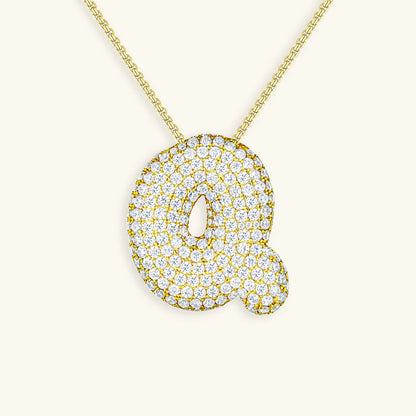 Bubble Initial Diamond Necklace