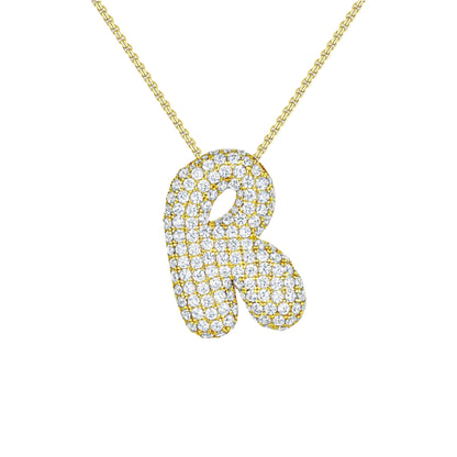 Bubble Initial Diamond Necklace