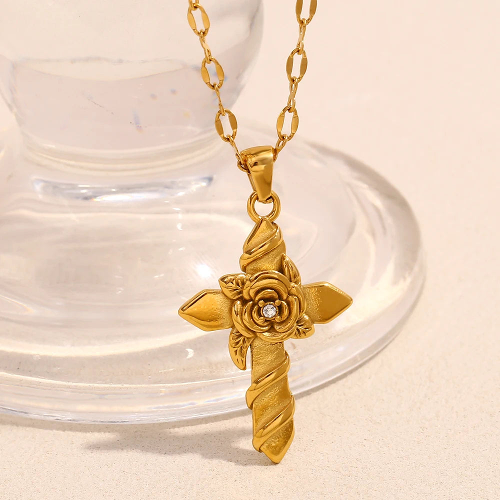 Roses Cross Necklace