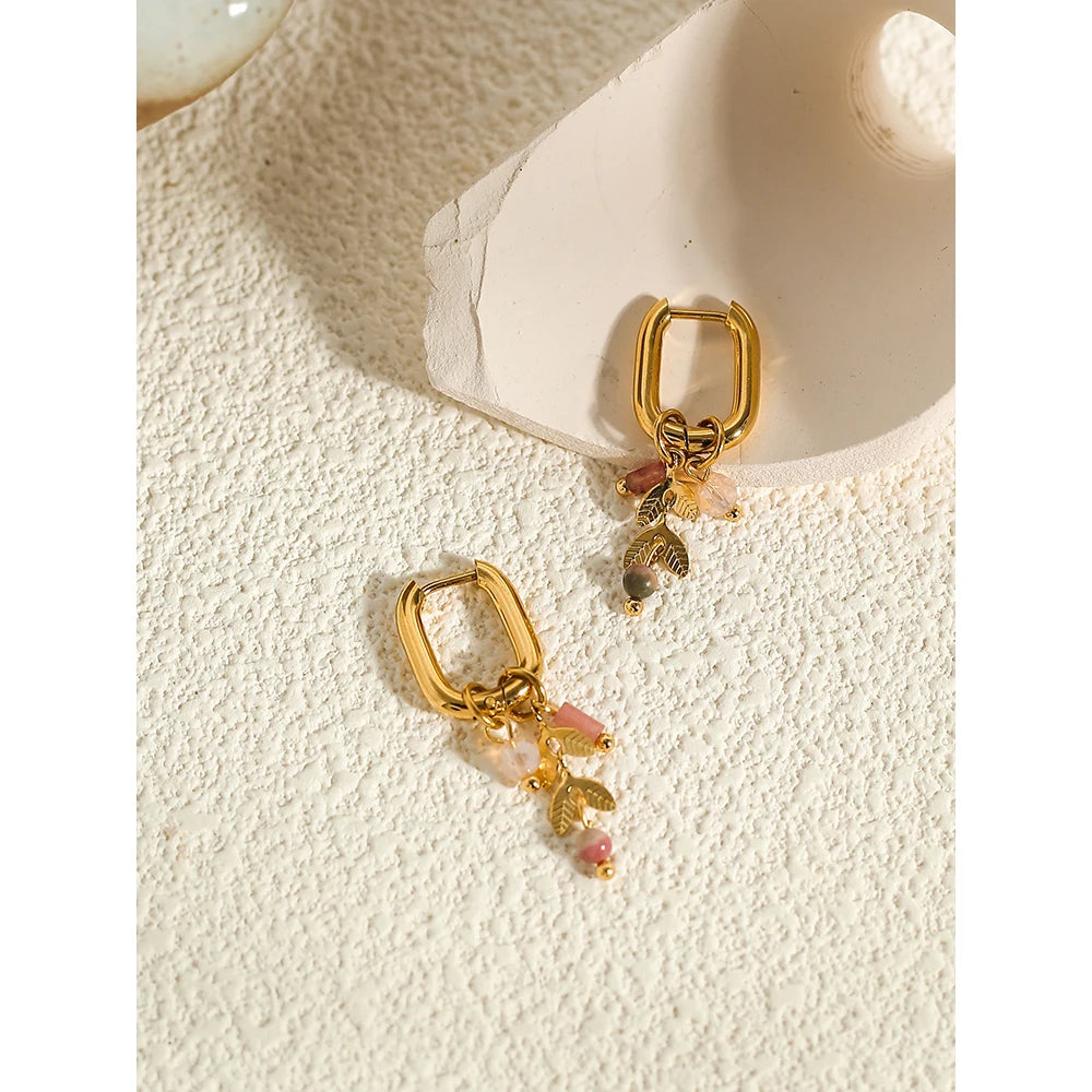 Natural Pink Stone Earring - Rubylis