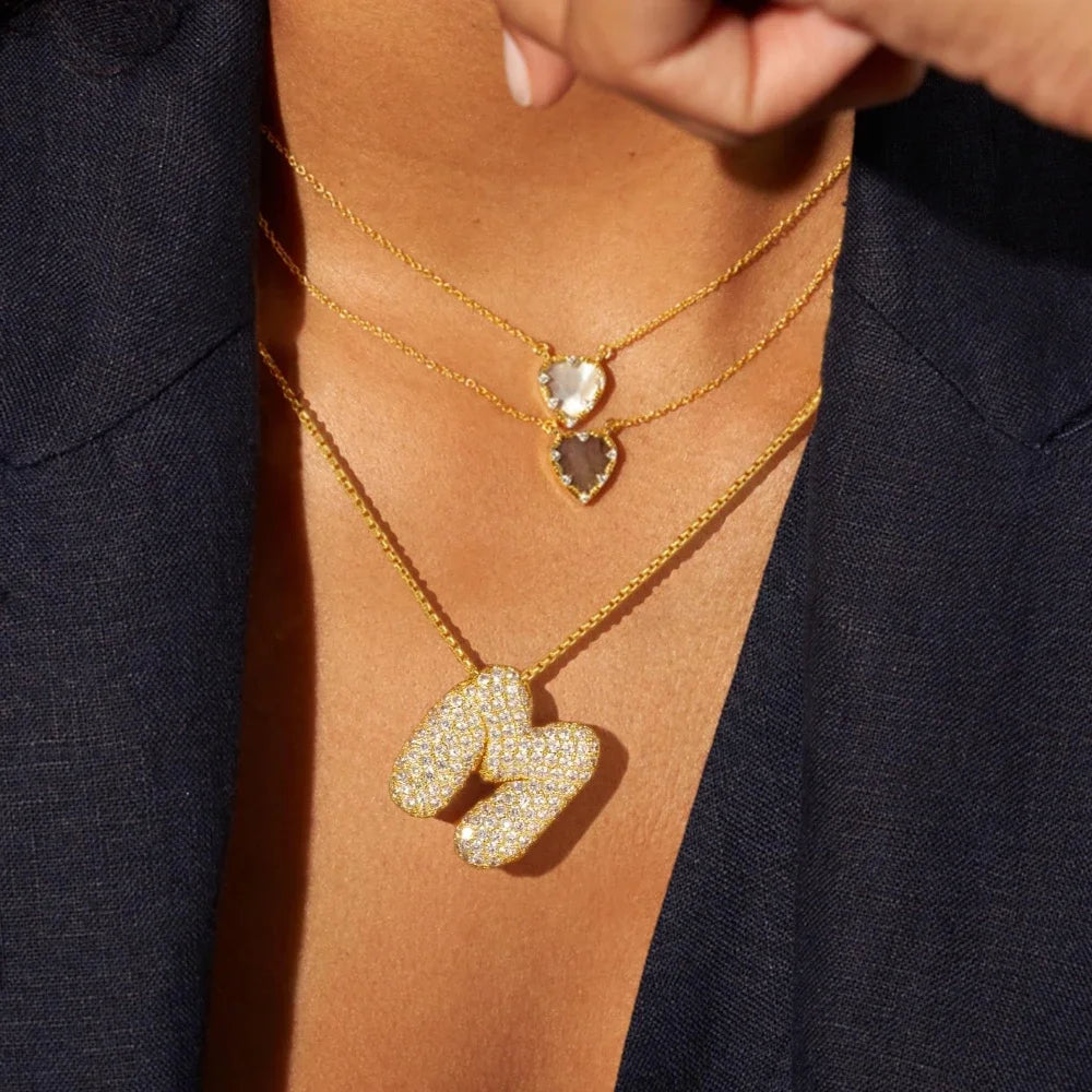 Bubble Initial Diamond Necklace