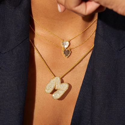 Bubble Initial Diamond Necklace