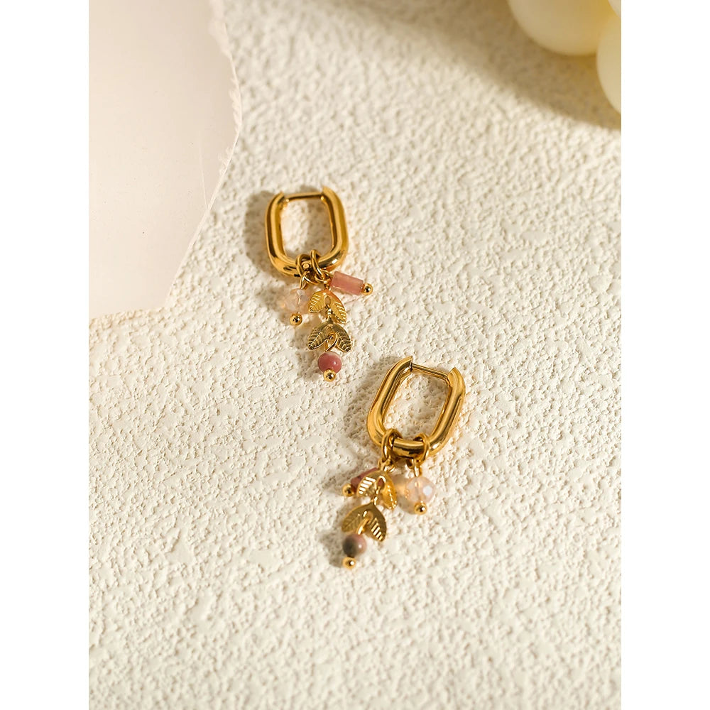 Natural Pink Stone Earring - Rubylis