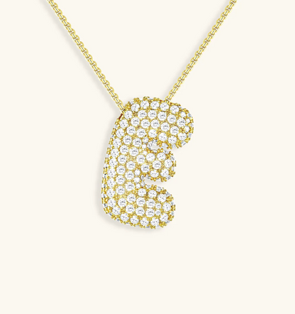 Bubble Initial Diamond Necklace