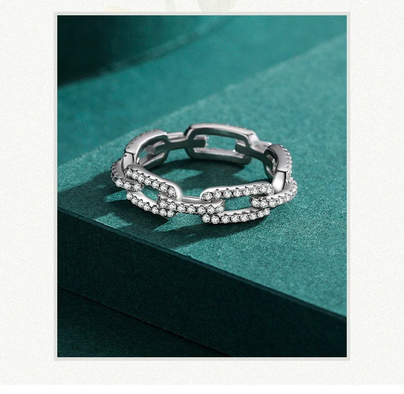 S925 Linked Sparkle Ring