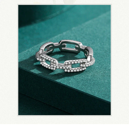 S925 Linked Sparkle Ring