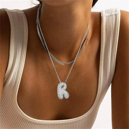 Bubble Initial Diamond Necklace