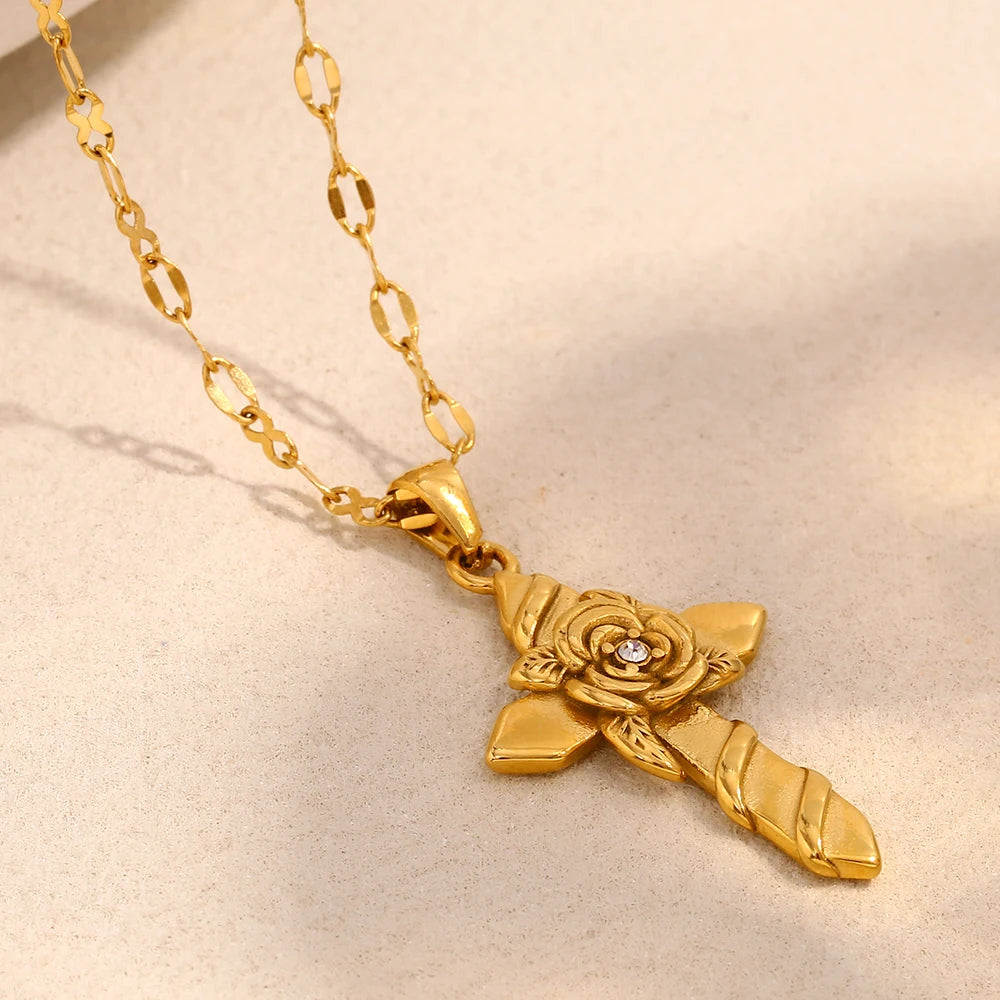 Roses Cross Necklace